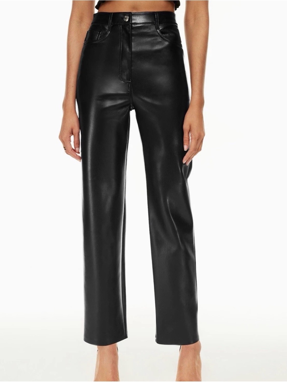 NWOT Wilfred Black Faux Leather Straight-Leg Pants Size 4
